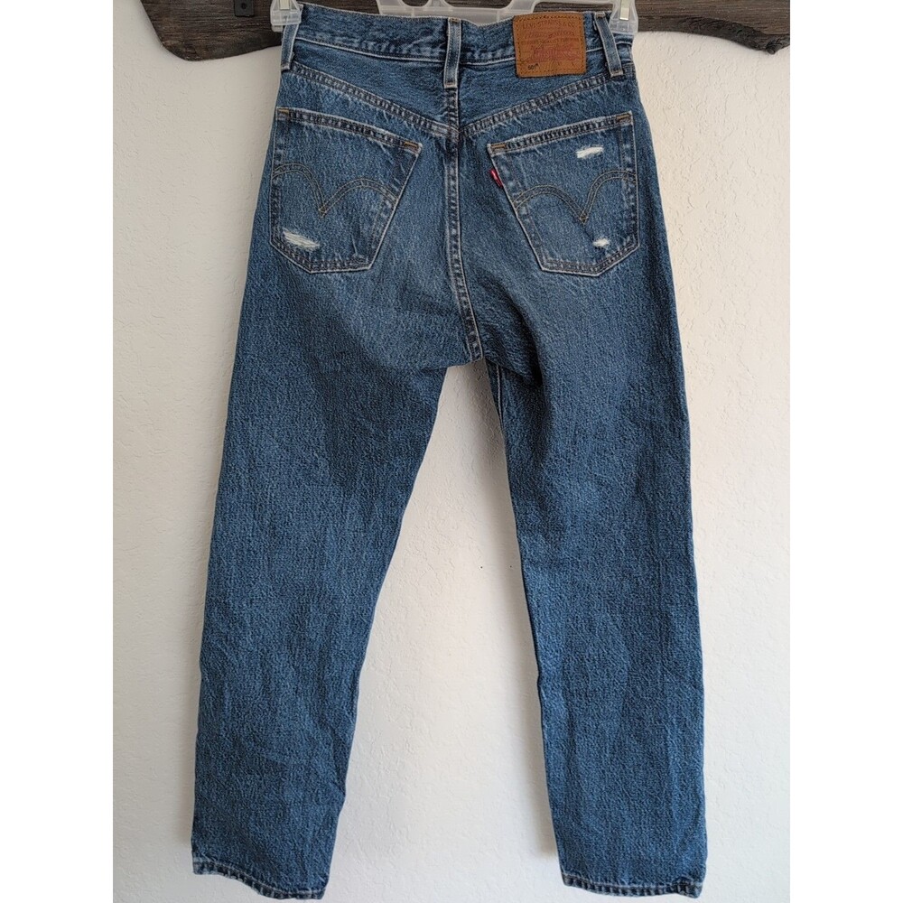 Levi’s 501 Original Crop Distressed Button Fly Jeans - Size 23x26 - Picture 9 of 11